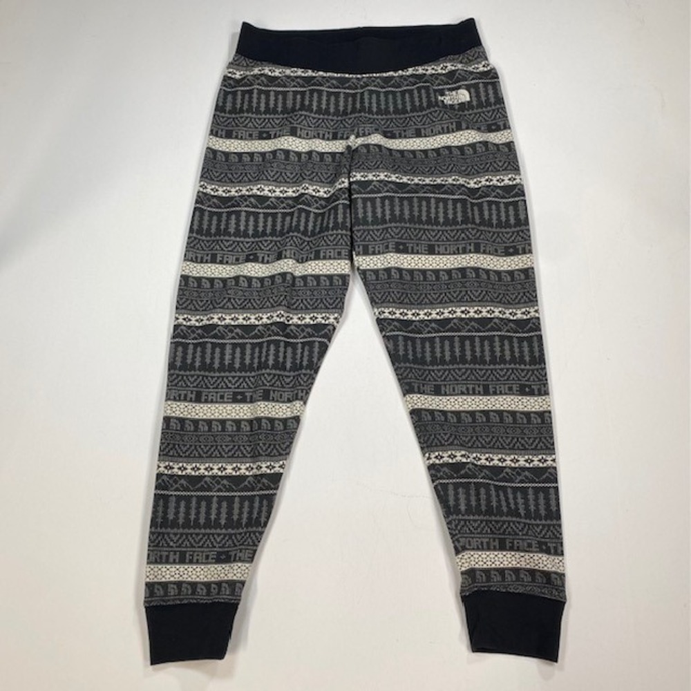 The‎ North Face Womens XL TG Fair Isle Print Jogger Sweatpants Black White